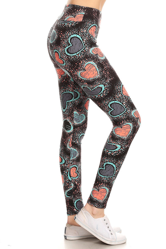 XS to a Large Confetti Hearts - Adult Long Leggings
