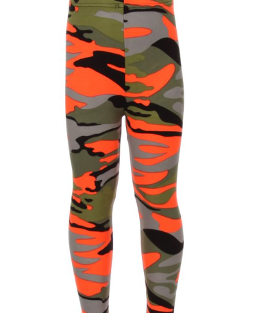 Orange Camo Kids Leggings